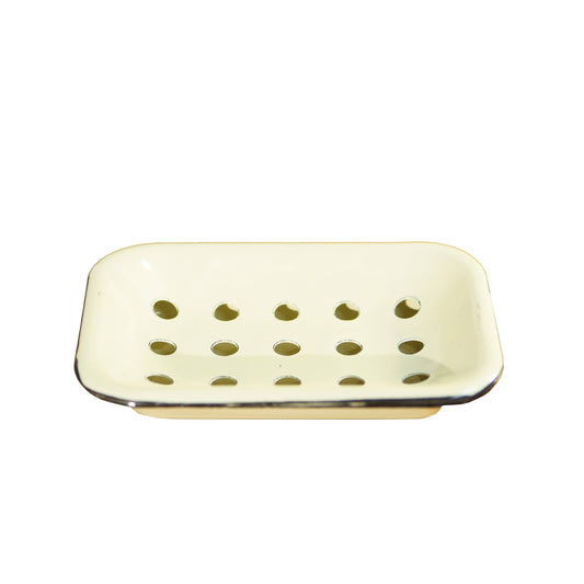 Metal Enamelware Soap Dish Cream with Gloss Finish